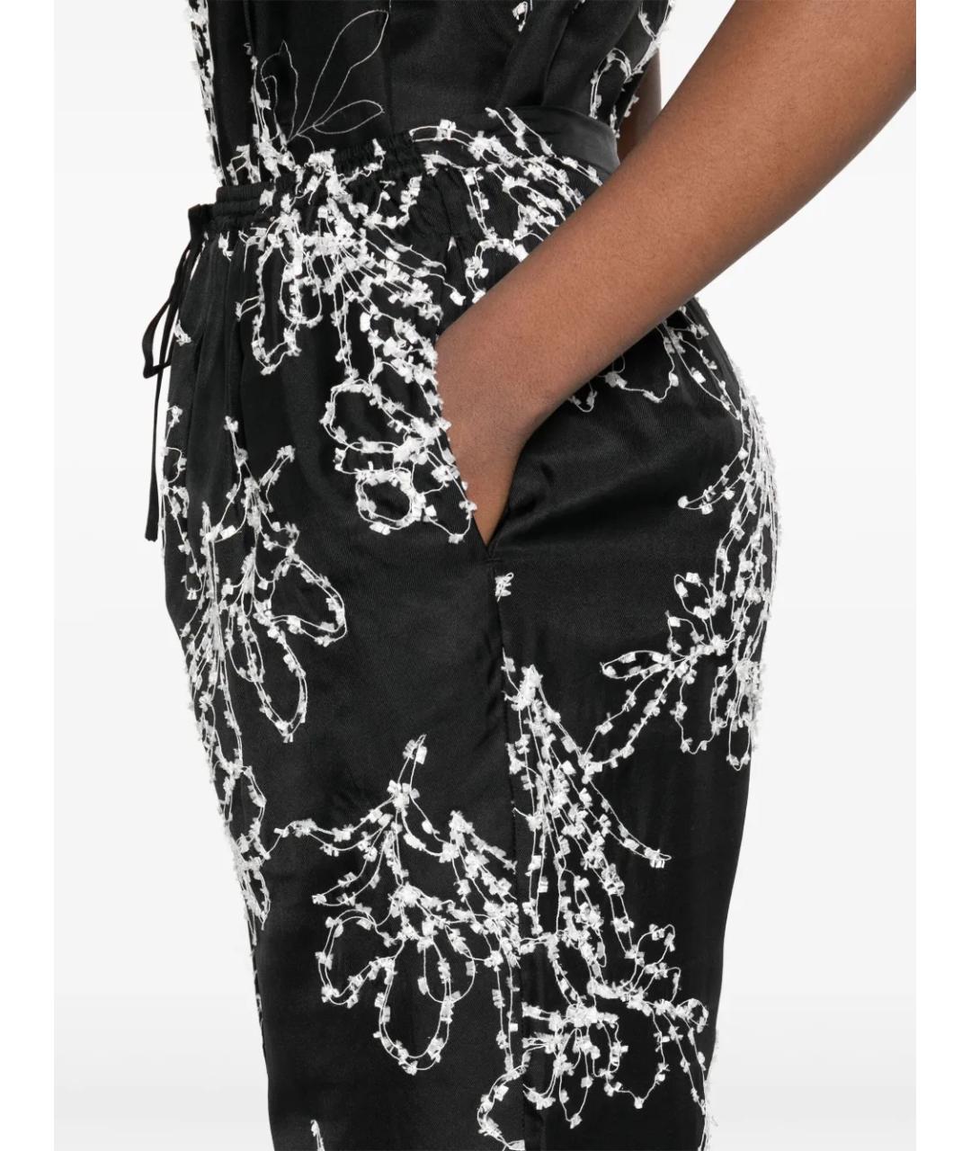 LOULOU DE SAISON Черные шелковые прямые брюки, фото 5