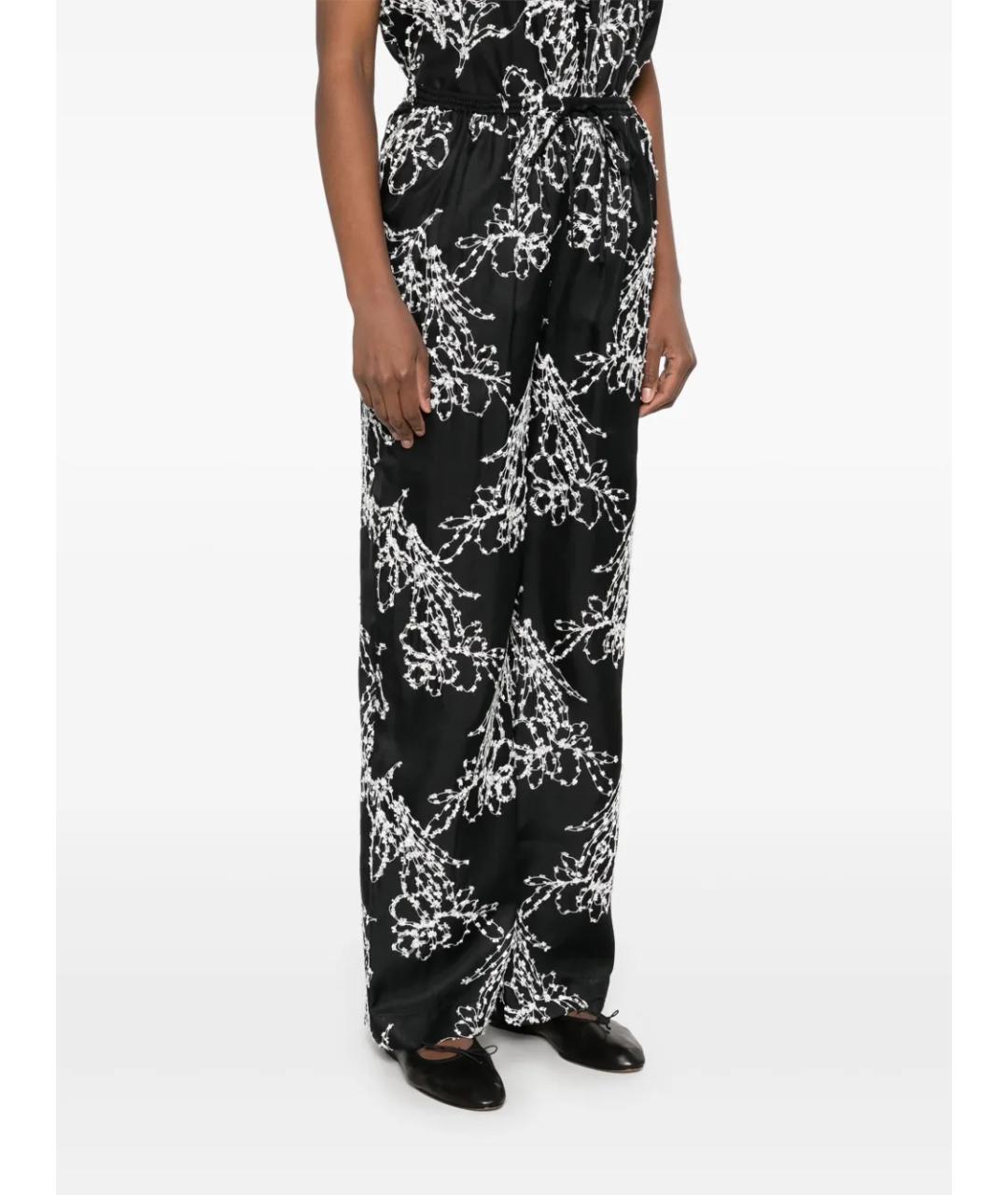 LOULOU DE SAISON Черные шелковые прямые брюки, фото 3