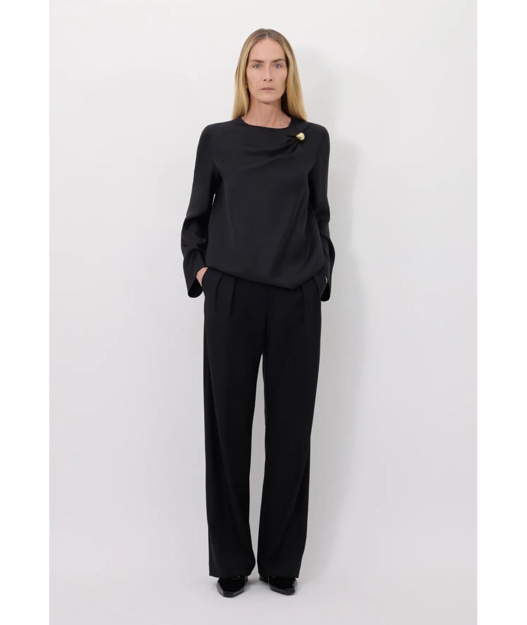 LOULOU DE SAISON Черная шелковая блузы, фото 2