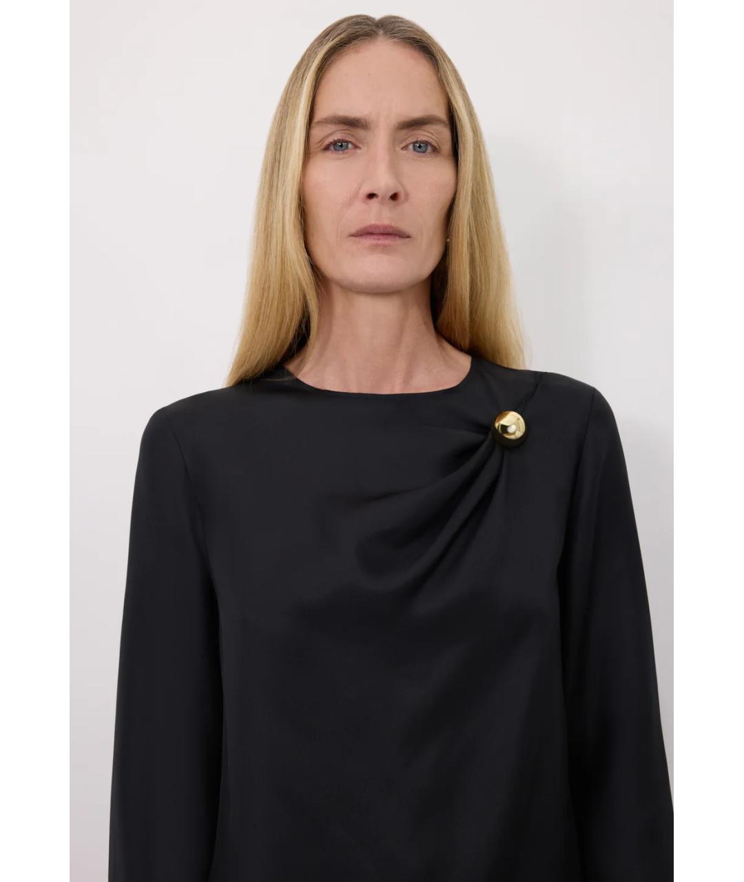 LOULOU DE SAISON Черная шелковая блузы, фото 4