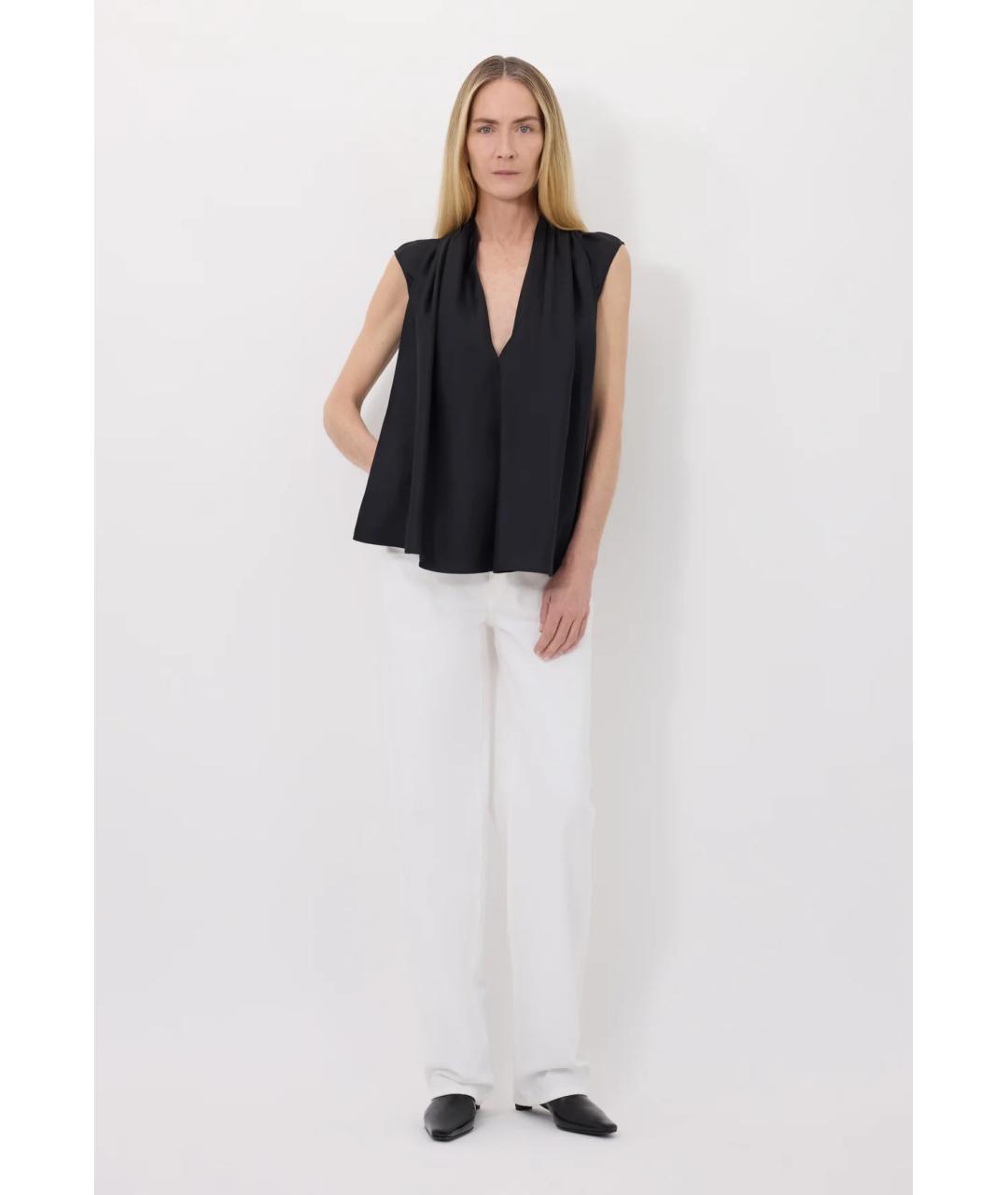 LOULOU DE SAISON Черная шелковая блузы, фото 2