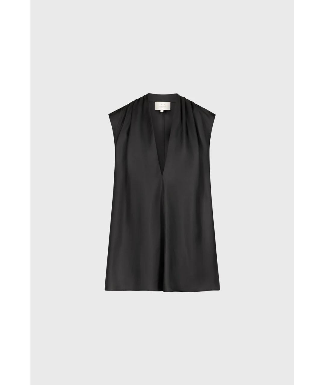 LOULOU DE SAISON Черная шелковая блузы, фото 6