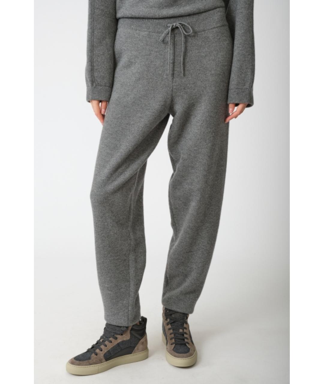 LOULOU STUDIO Серые кашемировые спортивные брюки и шорты, фото 3