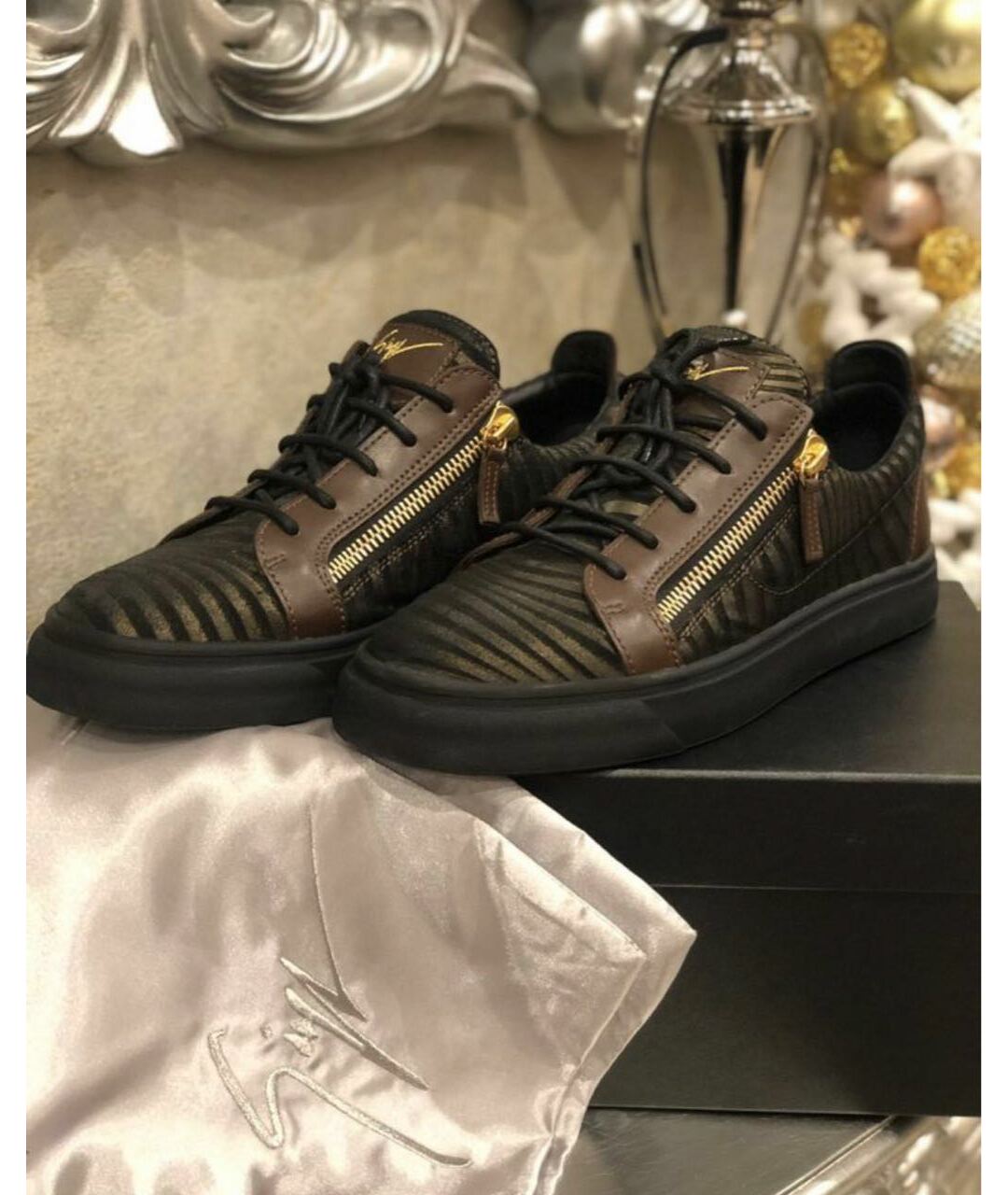 GIUSEPPE ZANOTTI DESIGN Коричневые замшевые низкие кроссовки / кеды, фото 5