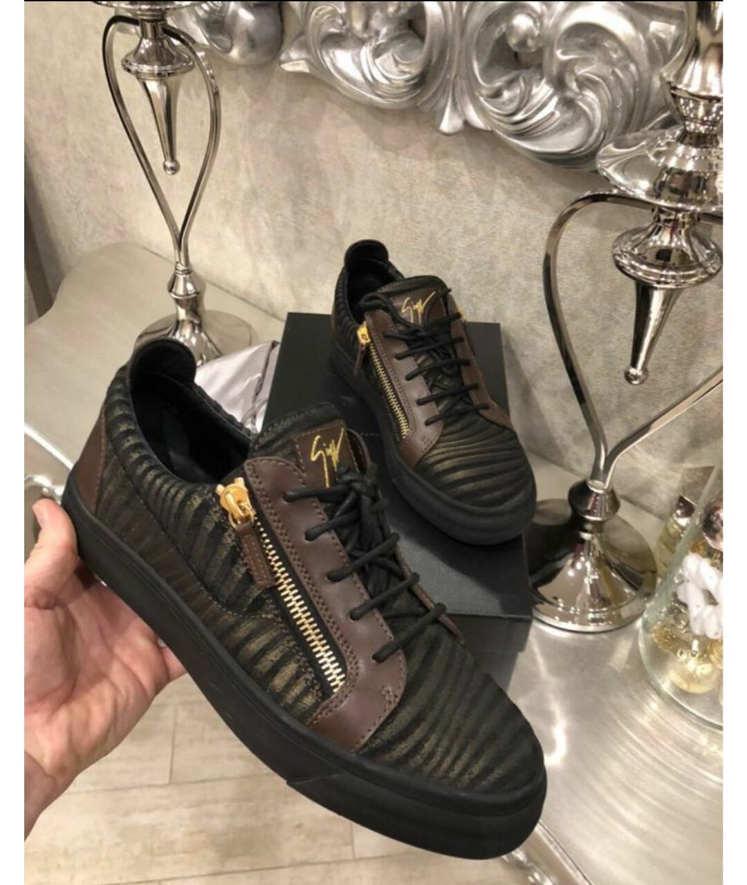 GIUSEPPE ZANOTTI DESIGN Коричневые замшевые низкие кроссовки / кеды, фото 4