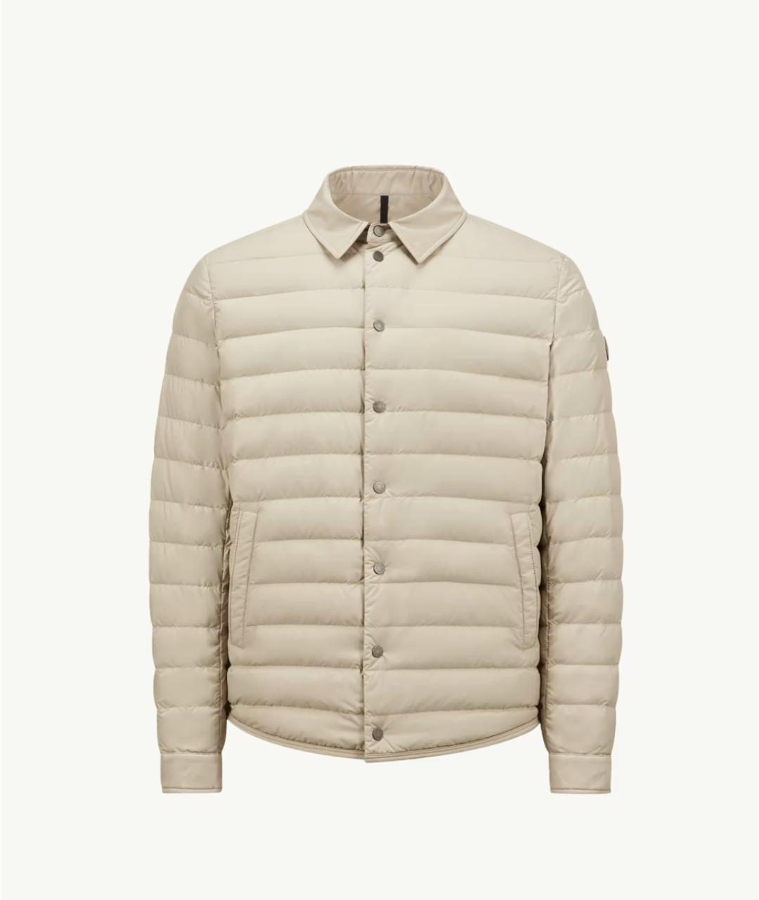 MONCLER Бежевая полиамидовая куртка, фото 6