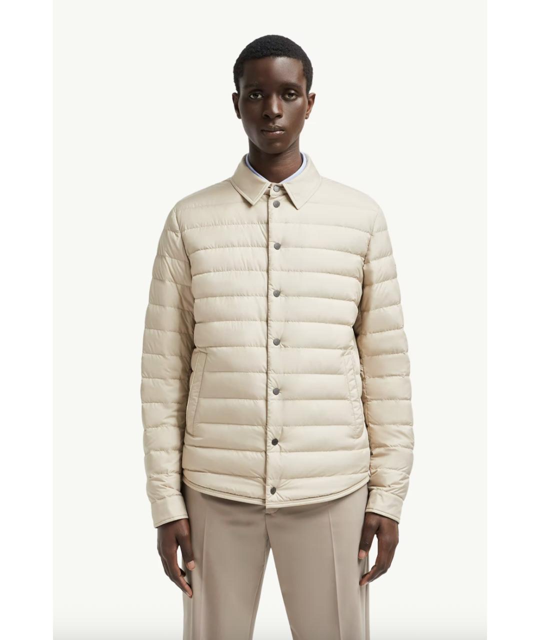 MONCLER Бежевая полиамидовая куртка, фото 2