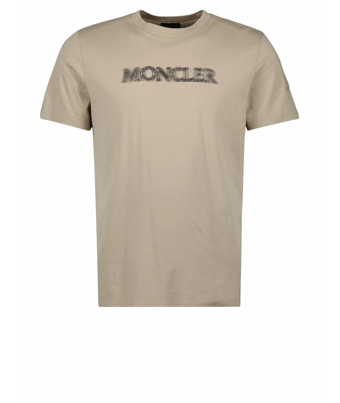 MONCLER Бежевая хлопковая футболка, фото 1