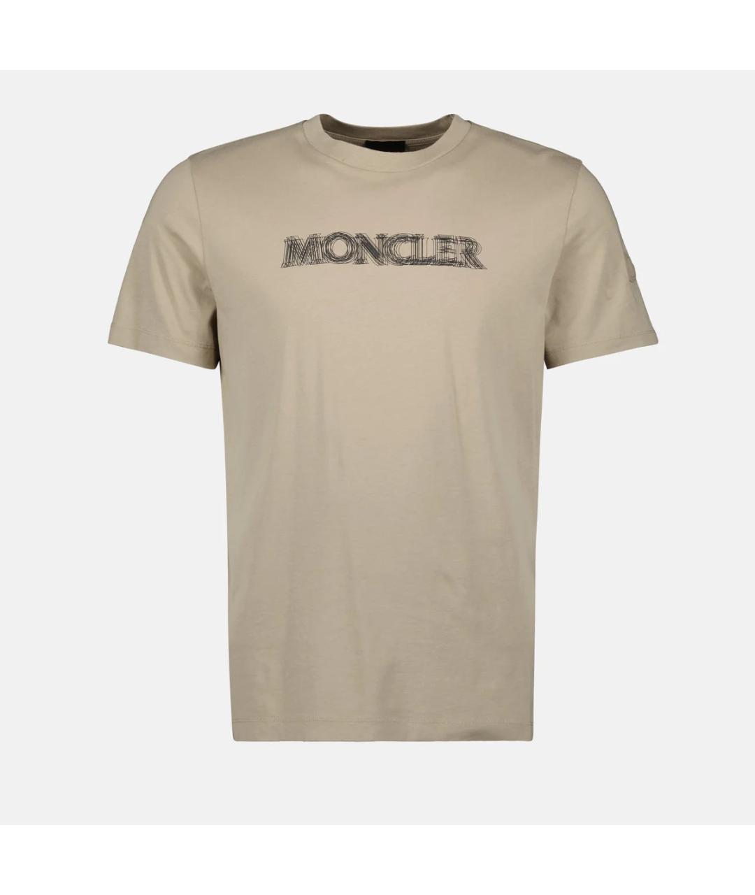 MONCLER Бежевая хлопковая футболка, фото 6