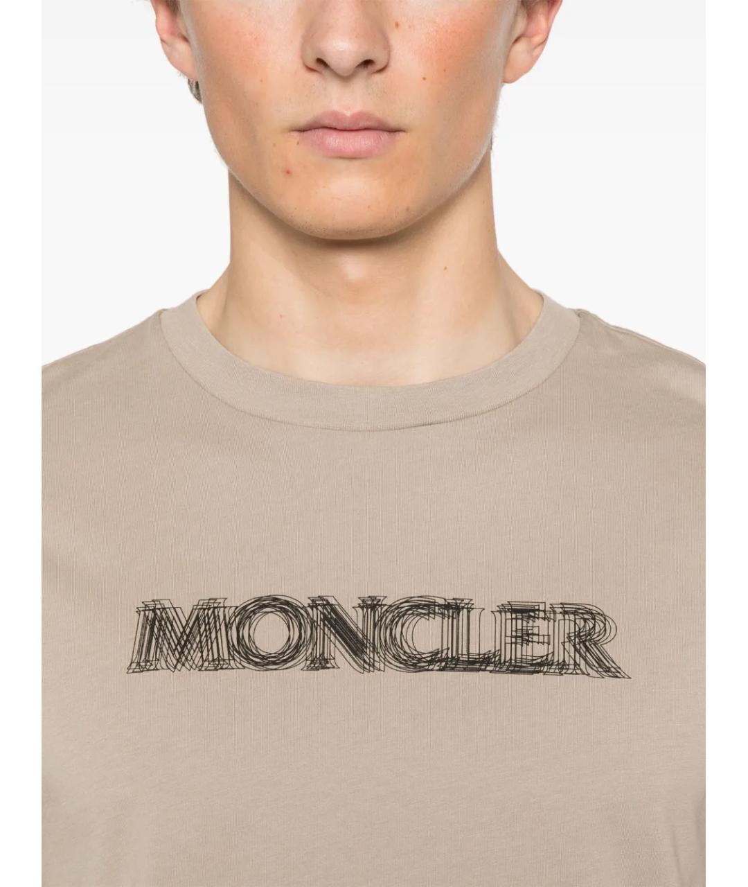 MONCLER Бежевая хлопковая футболка, фото 3