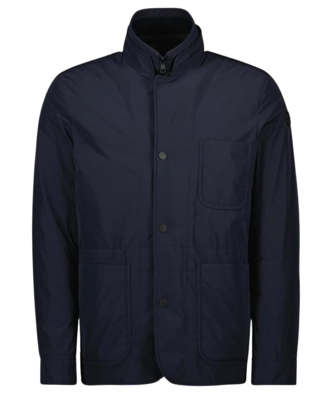 MONCLER Темно-синяя полиэстеровая куртка, фото 1