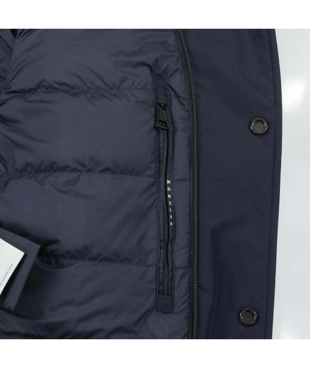 MONCLER Темно-синяя полиэстеровая куртка, фото 4
