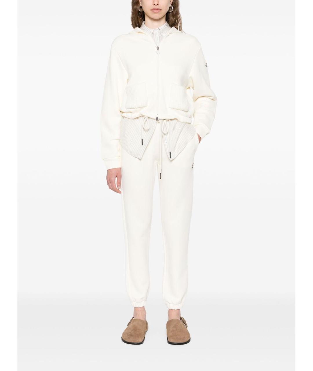 MONCLER Белые хлопковые спортивные брюки и шорты, фото 2