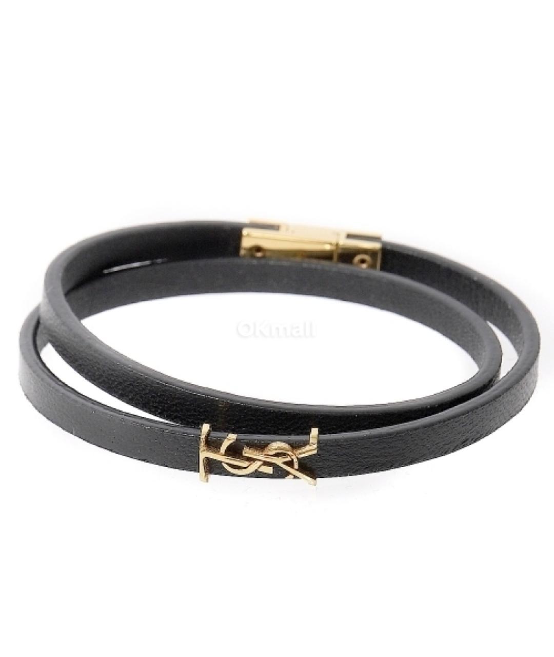 SAINT LAURENT Черный кожаный браслет, фото 1