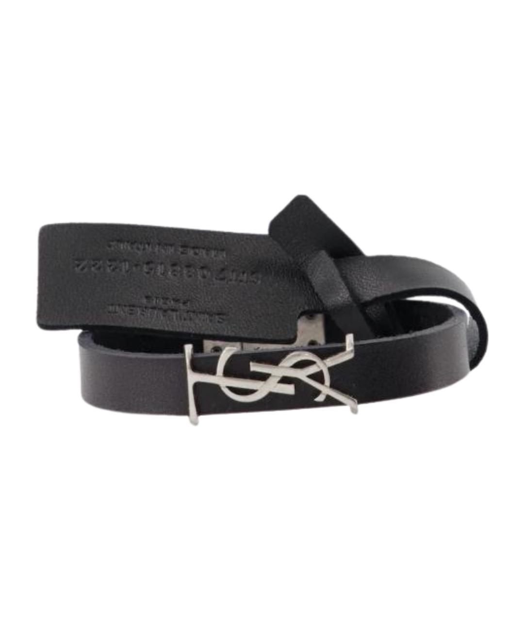 SAINT LAURENT Черный кожаный браслет, фото 1