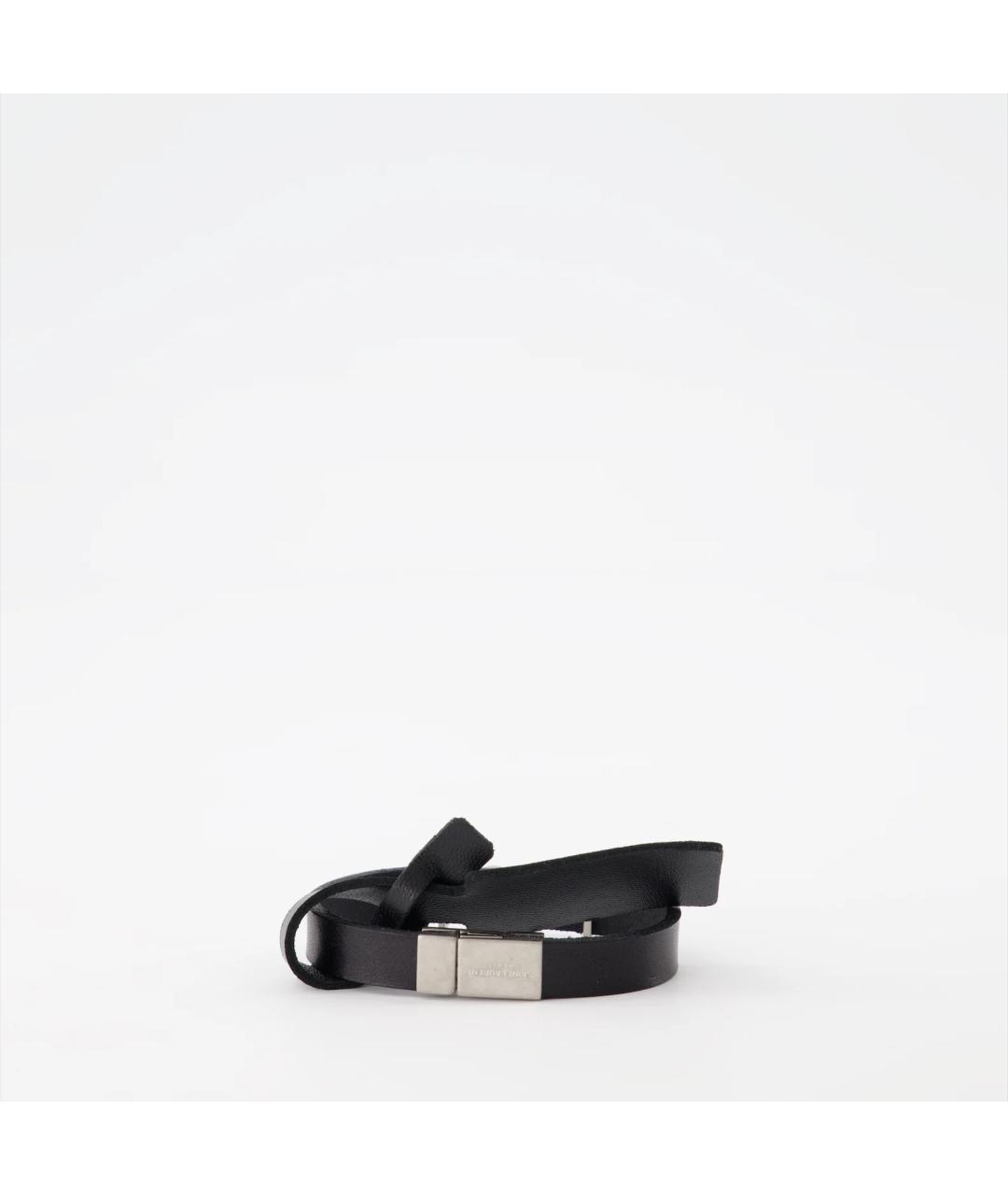 SAINT LAURENT Черный кожаный браслет, фото 2