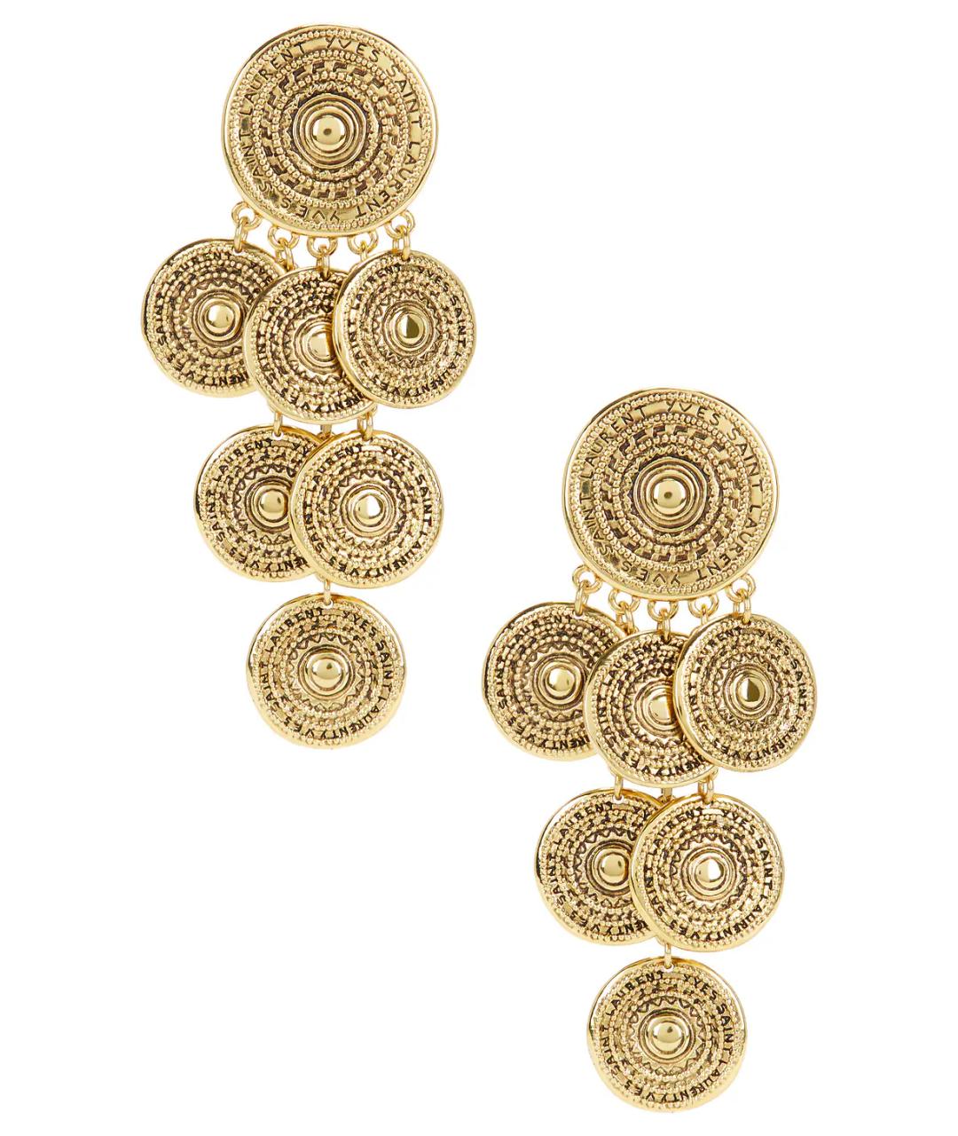 SAINT LAURENT Золотые латунные серьги, фото 1