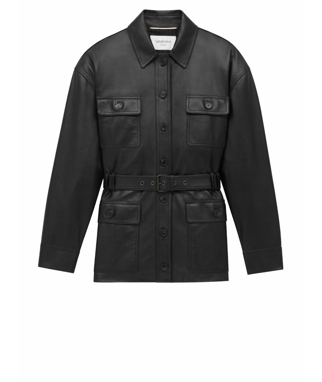 SAINT LAURENT Черная кожаная куртка, фото 1