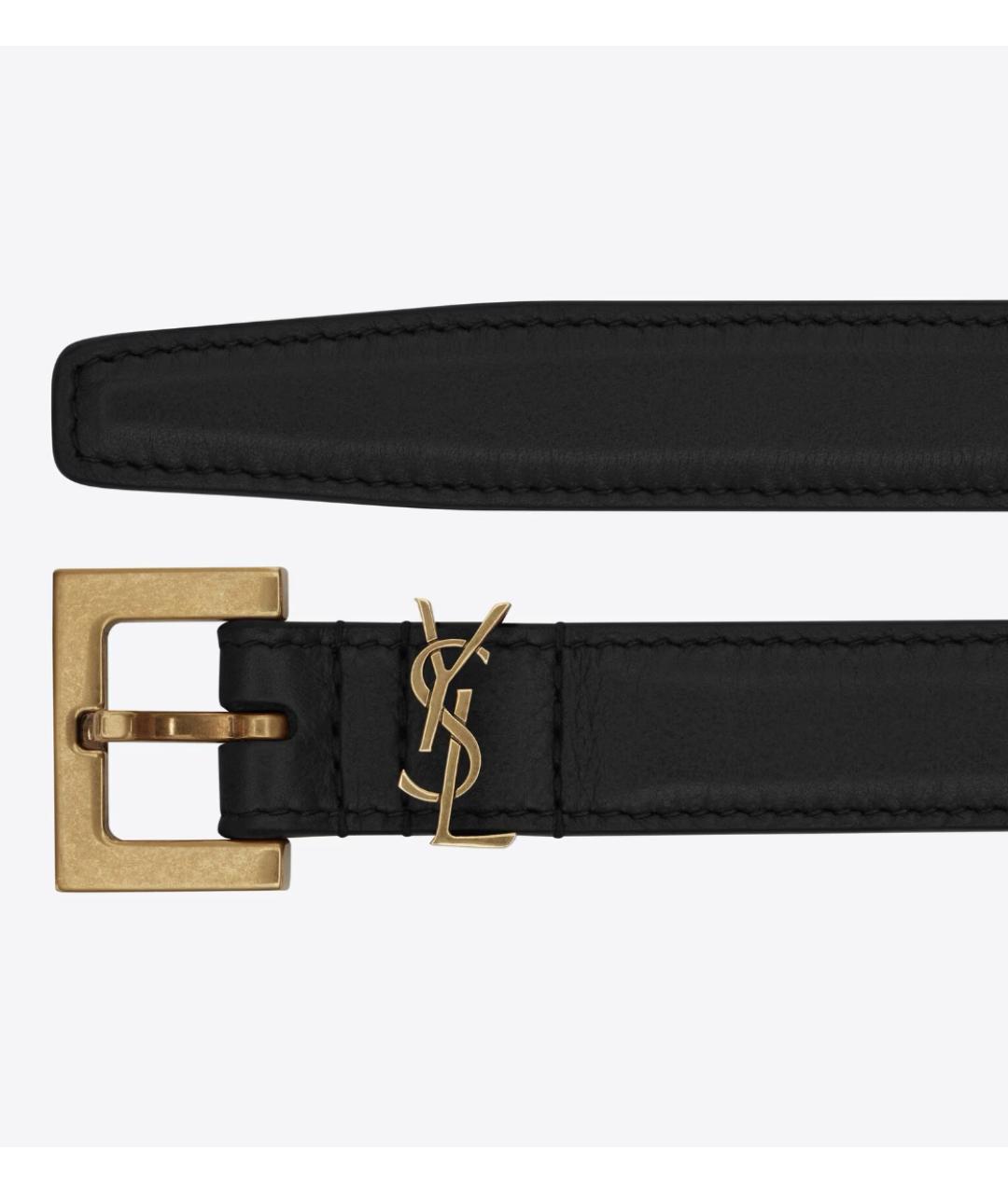 SAINT LAURENT Черный кожаный ремень, фото 2
