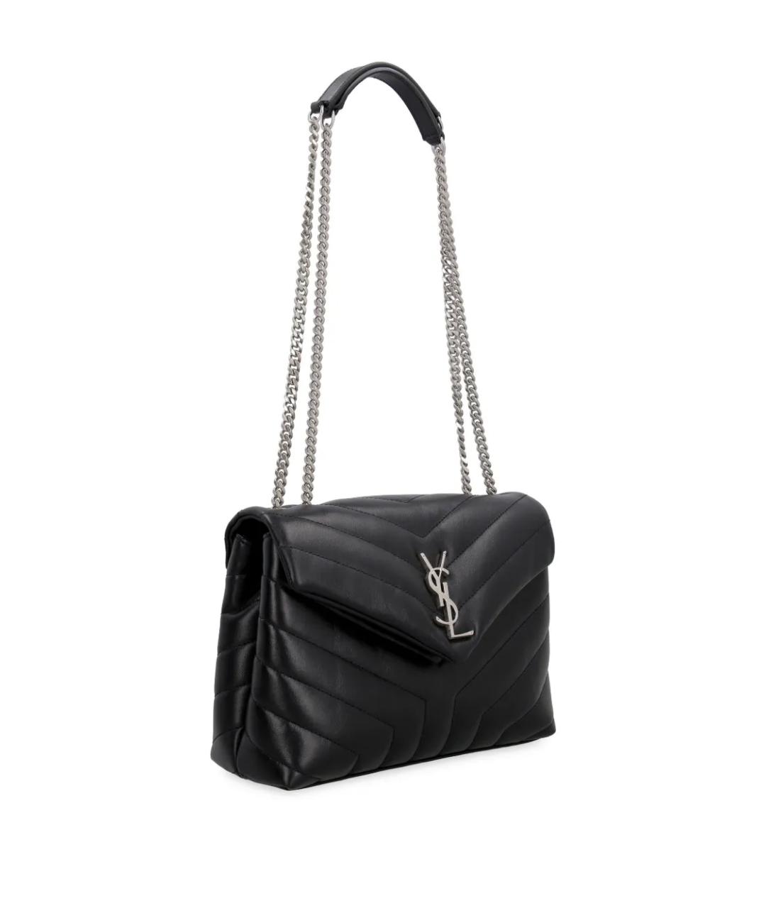 SAINT LAURENT Черная кожаная сумка через плечо, фото 2