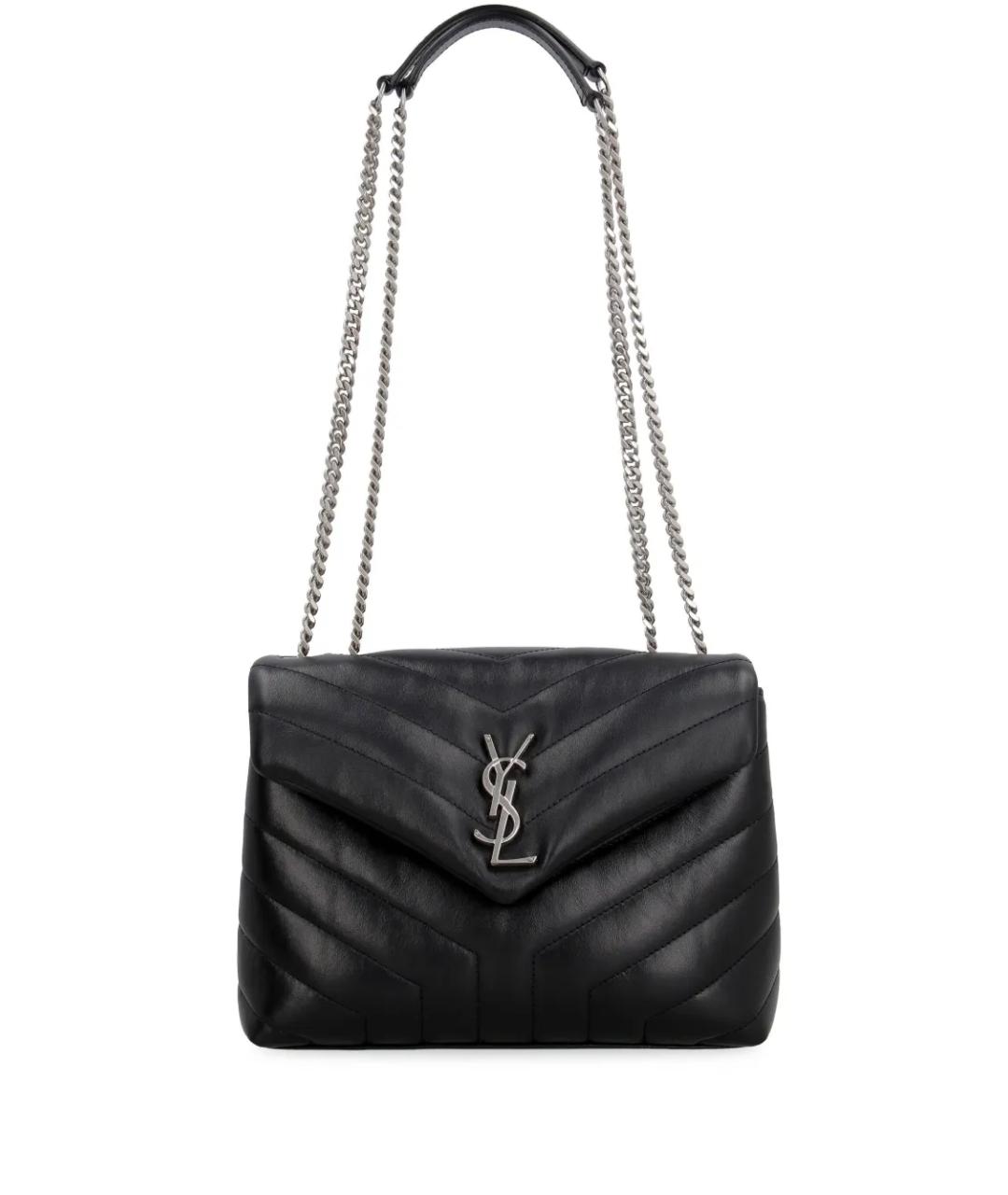 SAINT LAURENT Черная кожаная сумка через плечо, фото 1