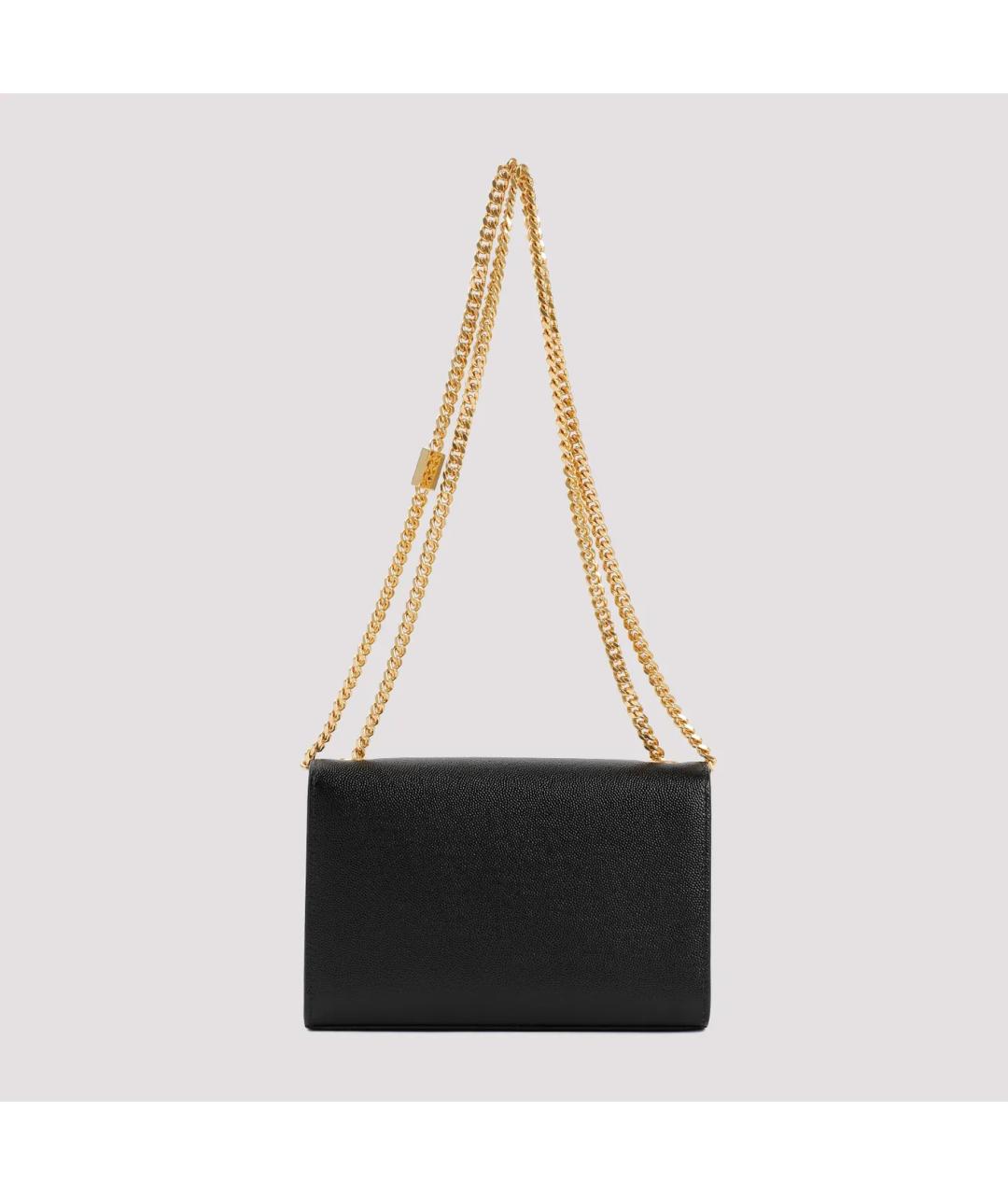 SAINT LAURENT Черная кожаная сумка через плечо, фото 2