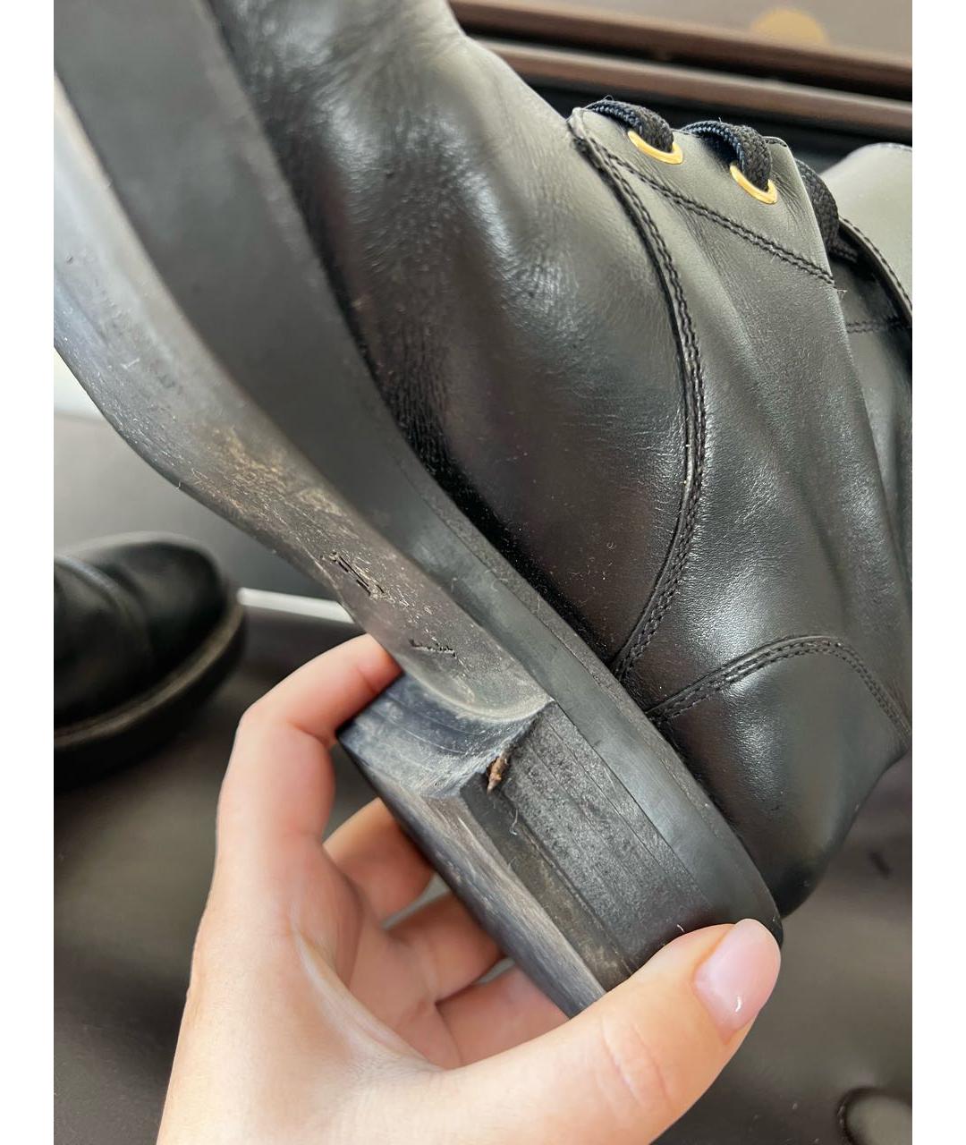 LOUIS VUITTON Черные кожаные ботинки, фото 5