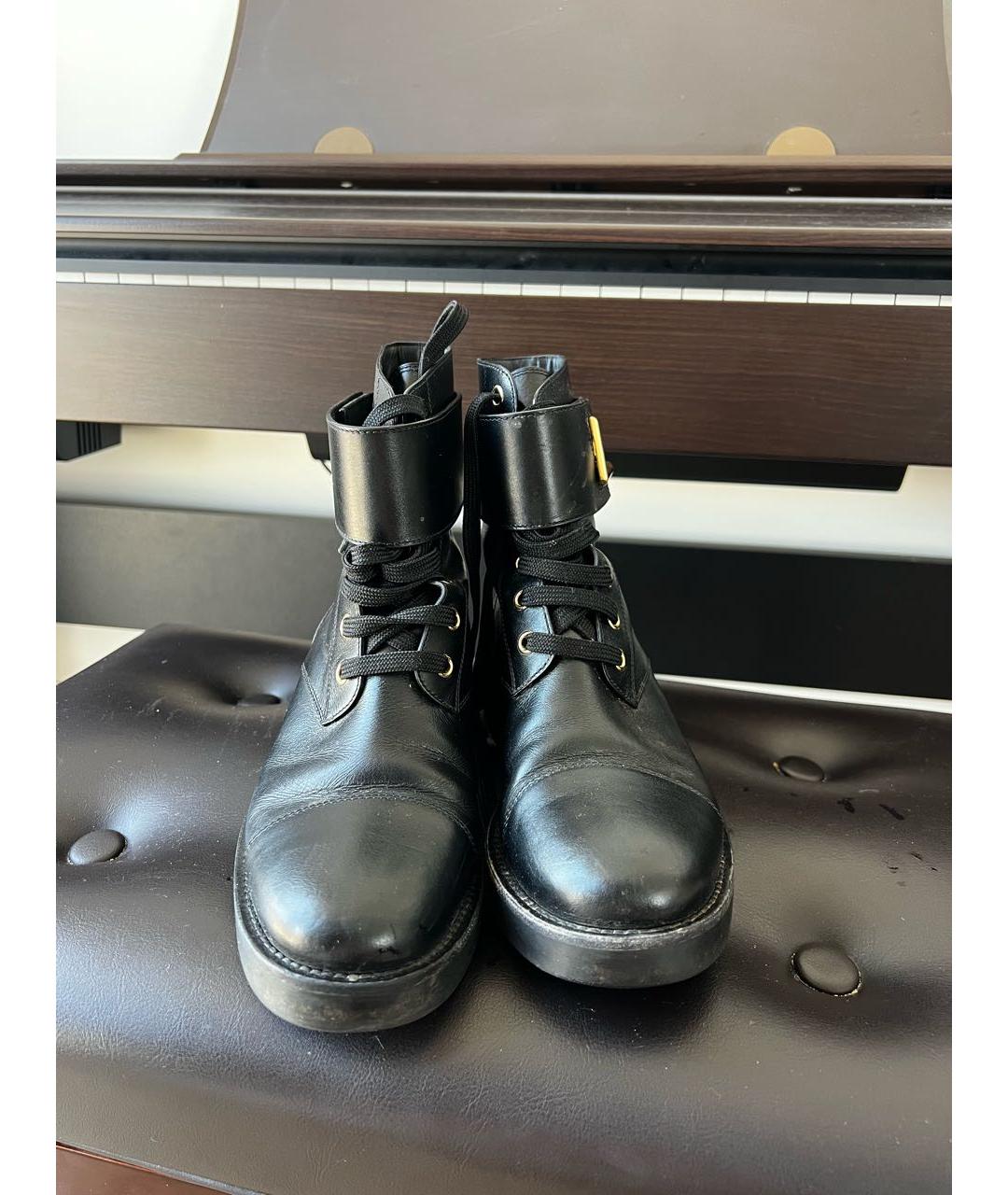 LOUIS VUITTON Черные кожаные ботинки, фото 2