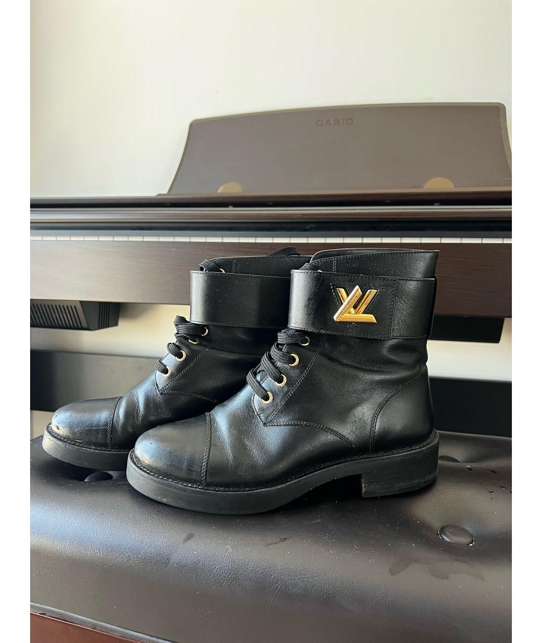 LOUIS VUITTON Черные кожаные ботинки, фото 3