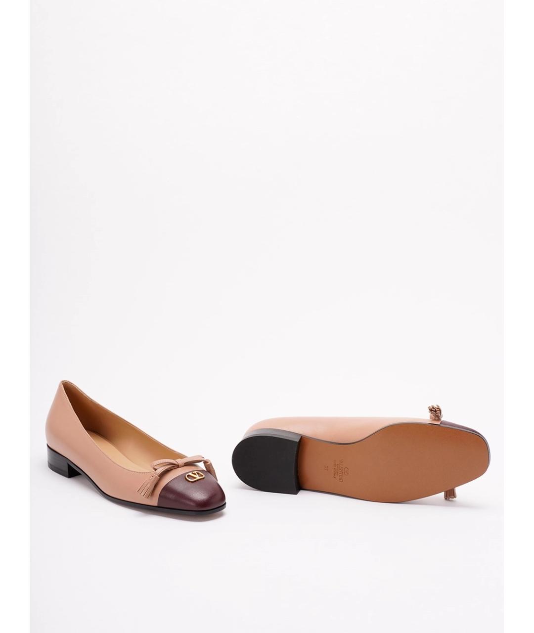 VALENTINO Бежевые кожаные балетки, фото 3
