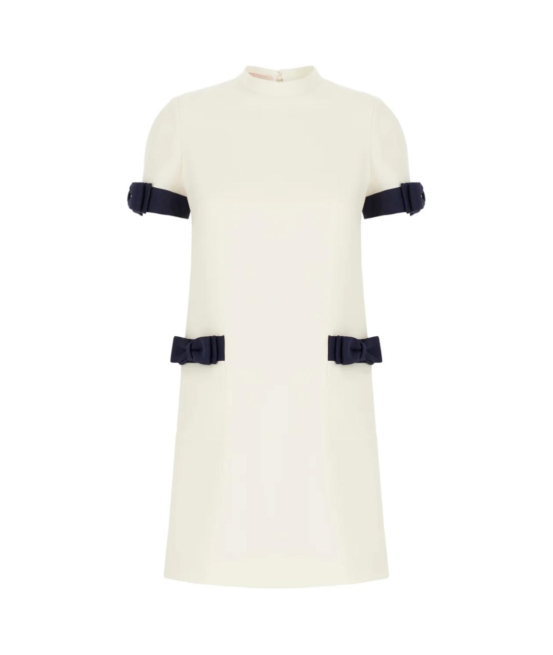 VALENTINO Белое шерстяное коктейльное платье, фото 1