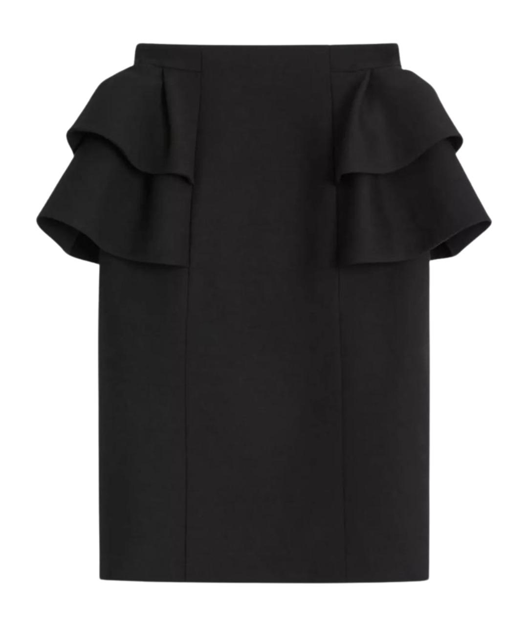 VALENTINO Черная шерстяная юбка миди, фото 1