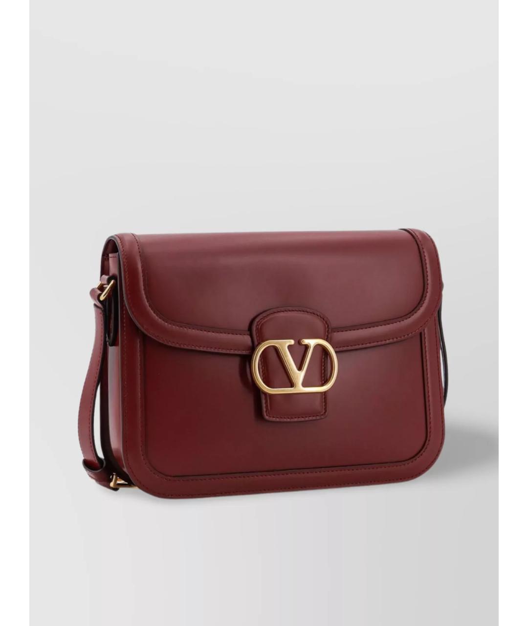 VALENTINO Бордовая кожаная сумка через плечо, фото 3
