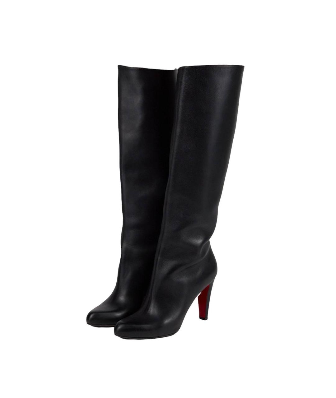 CHRISTIAN LOUBOUTIN Черные кожаные сапоги, фото 2