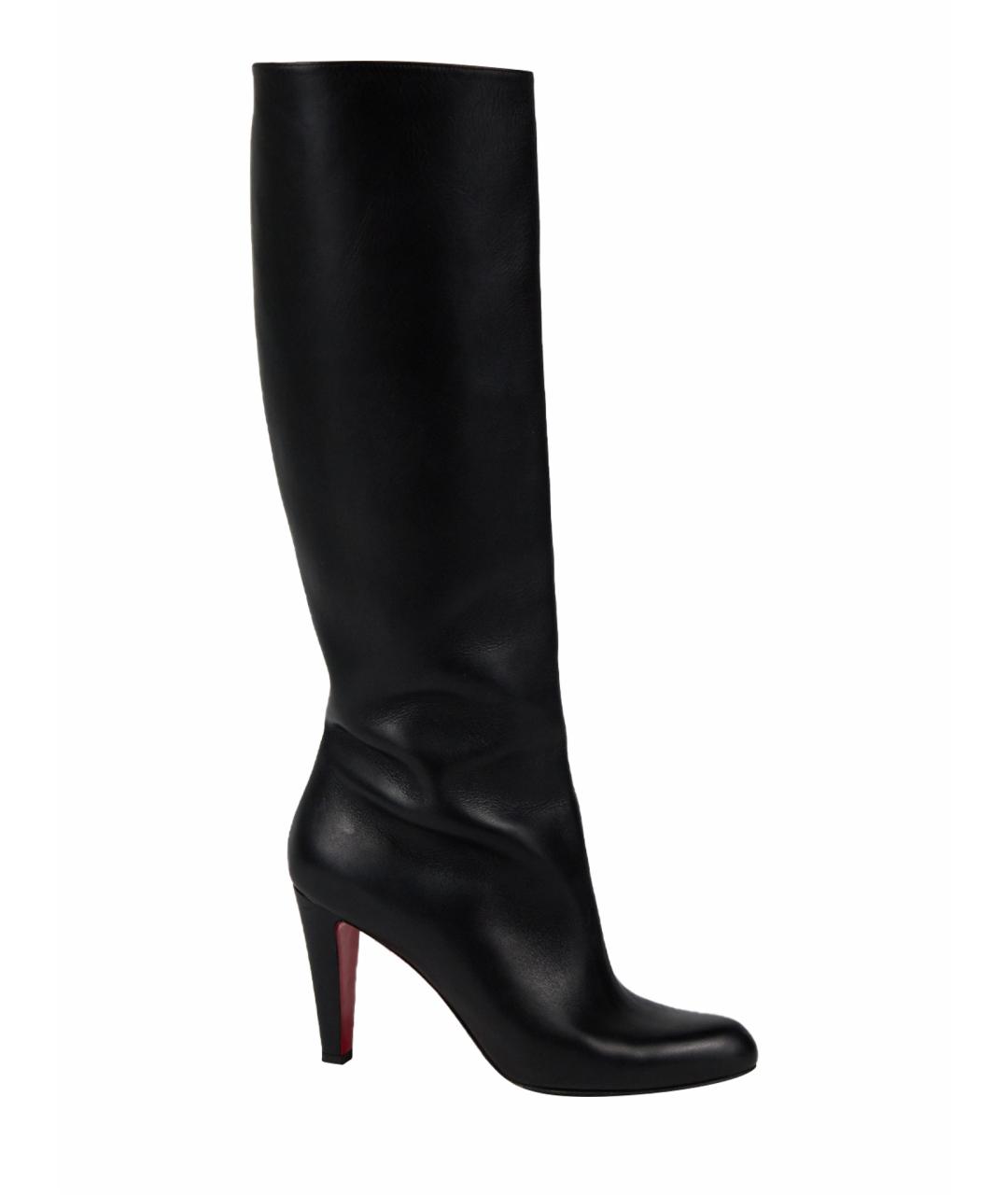 CHRISTIAN LOUBOUTIN Черные кожаные сапоги, фото 1