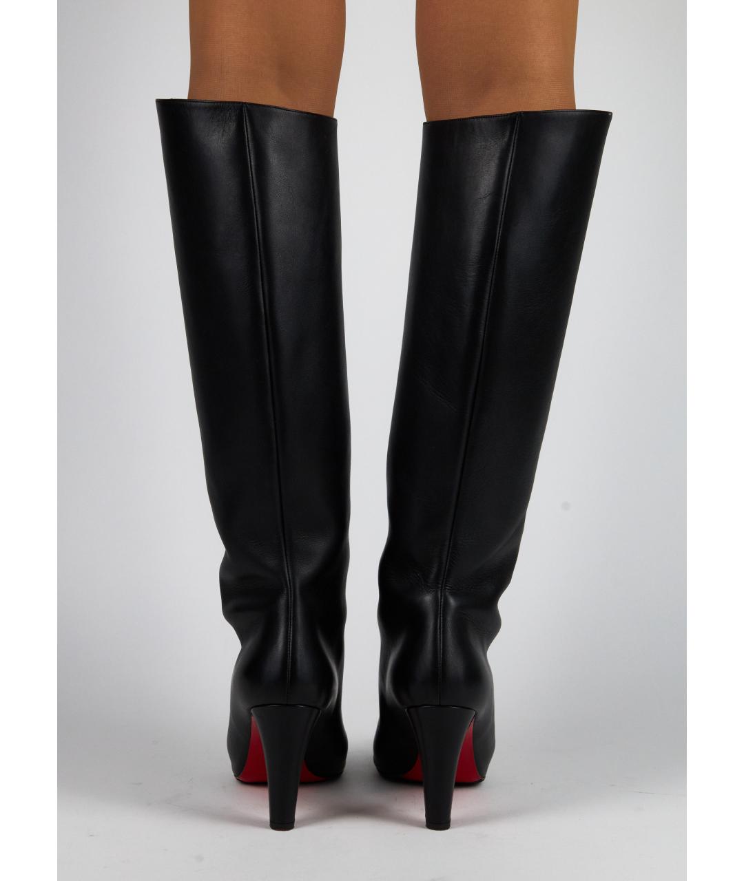 CHRISTIAN LOUBOUTIN Черные кожаные сапоги, фото 4
