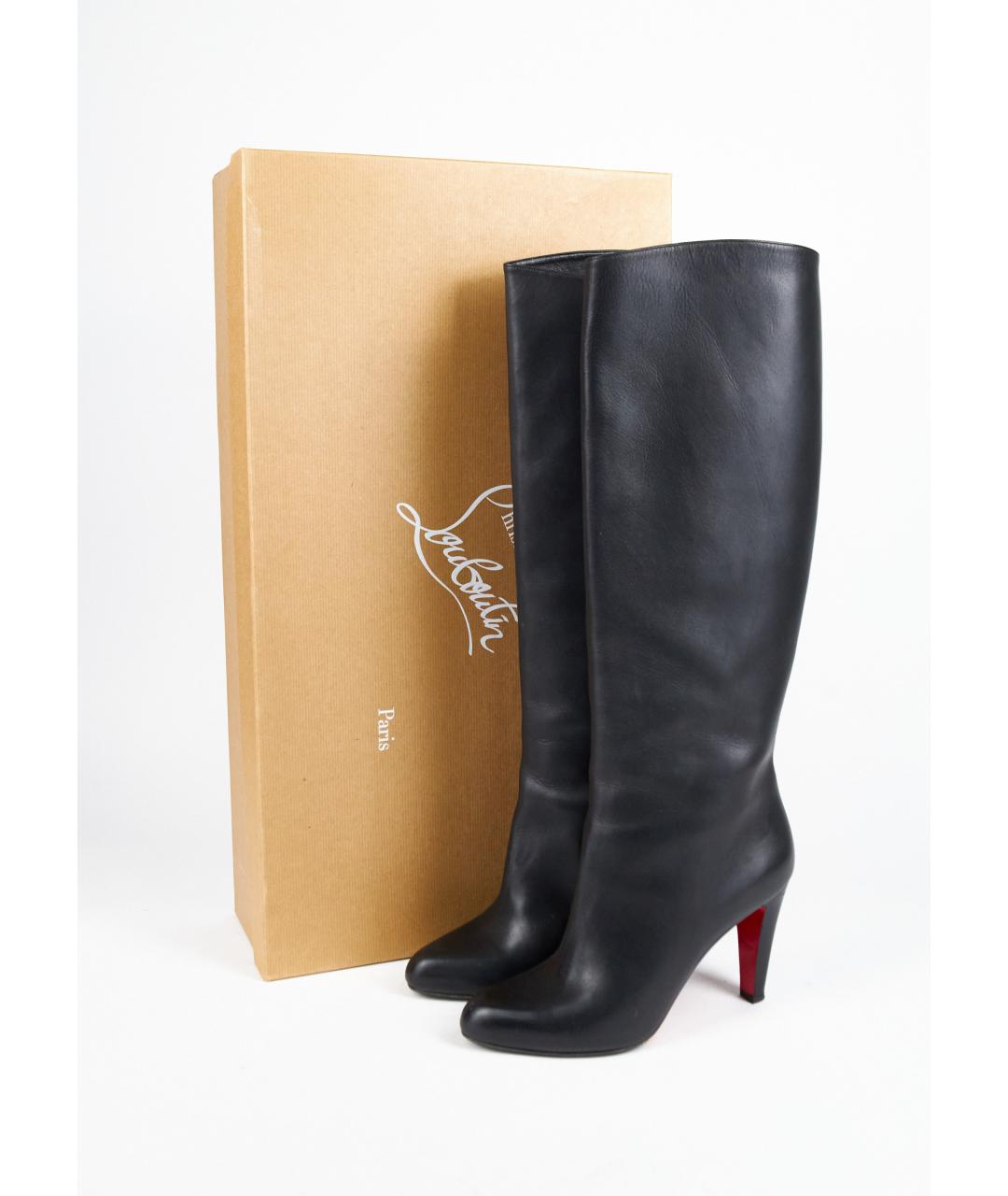 CHRISTIAN LOUBOUTIN Черные кожаные сапоги, фото 7