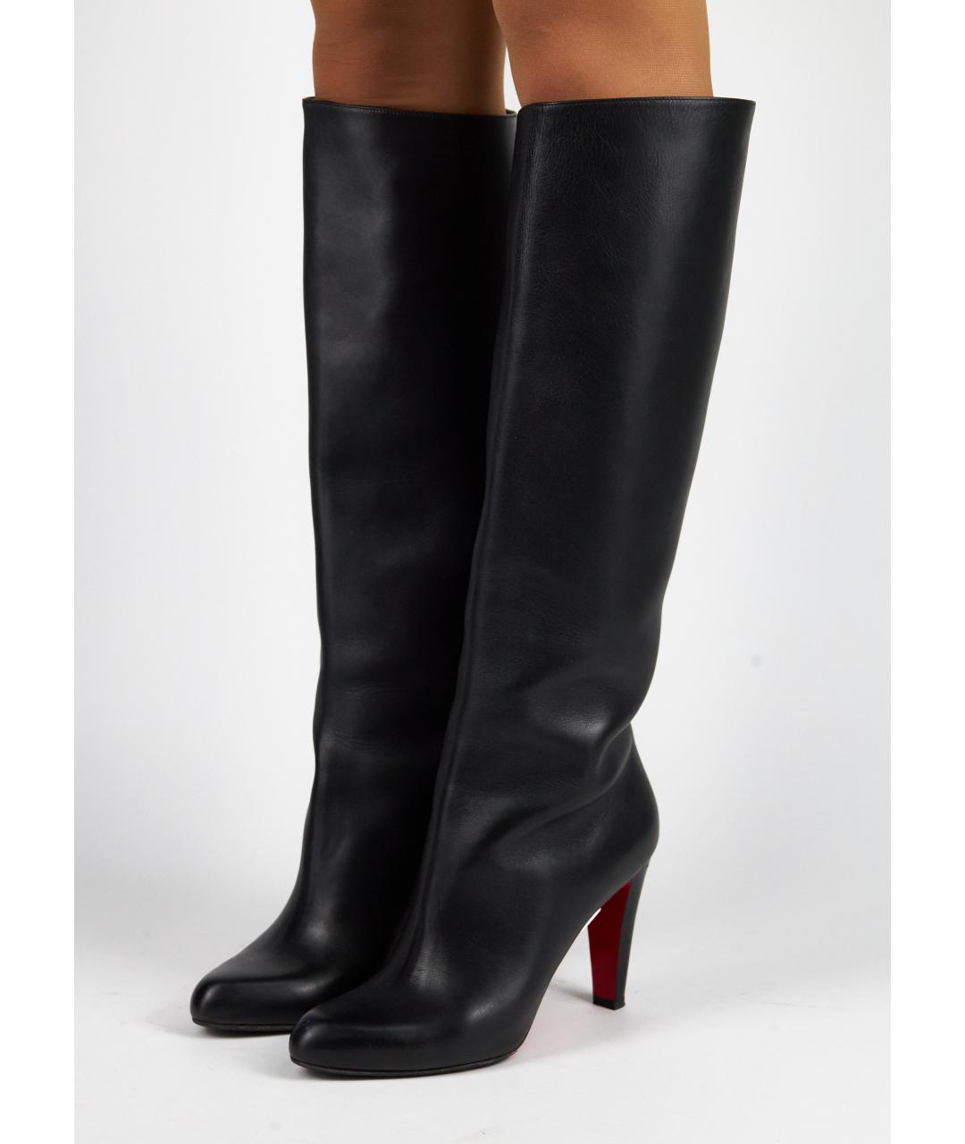 CHRISTIAN LOUBOUTIN Черные кожаные сапоги, фото 6