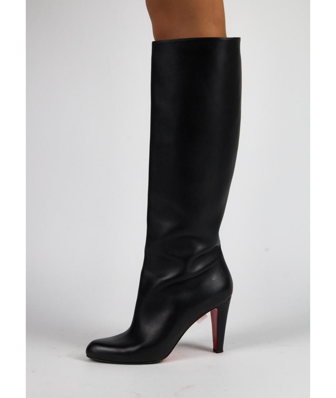 CHRISTIAN LOUBOUTIN Черные кожаные сапоги, фото 8