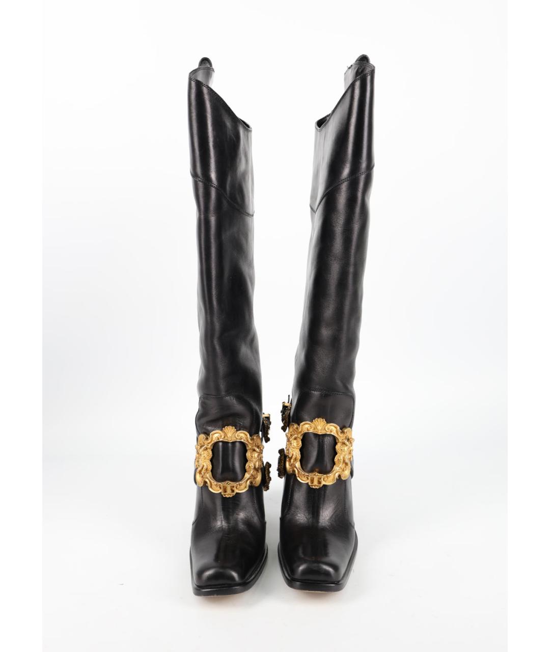 DOLCE&GABBANA Черные кожаные сапоги, фото 3
