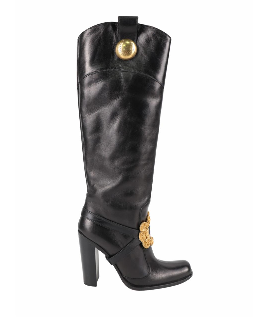 DOLCE&GABBANA Черные кожаные сапоги, фото 1