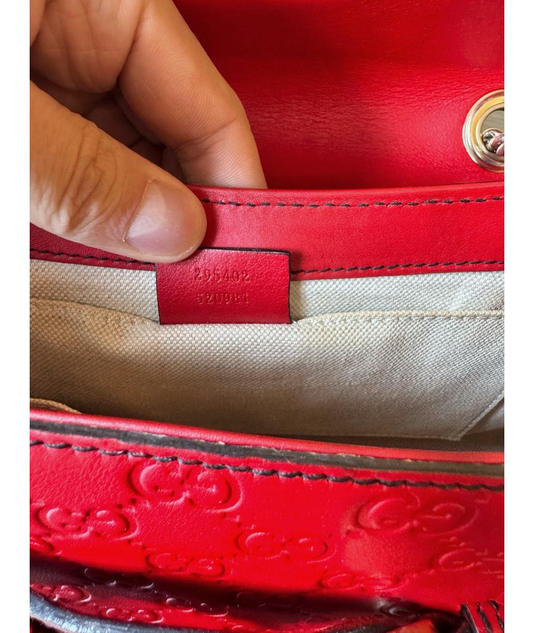 GUCCI Красная кожаная сумка с короткими ручками, фото 6
