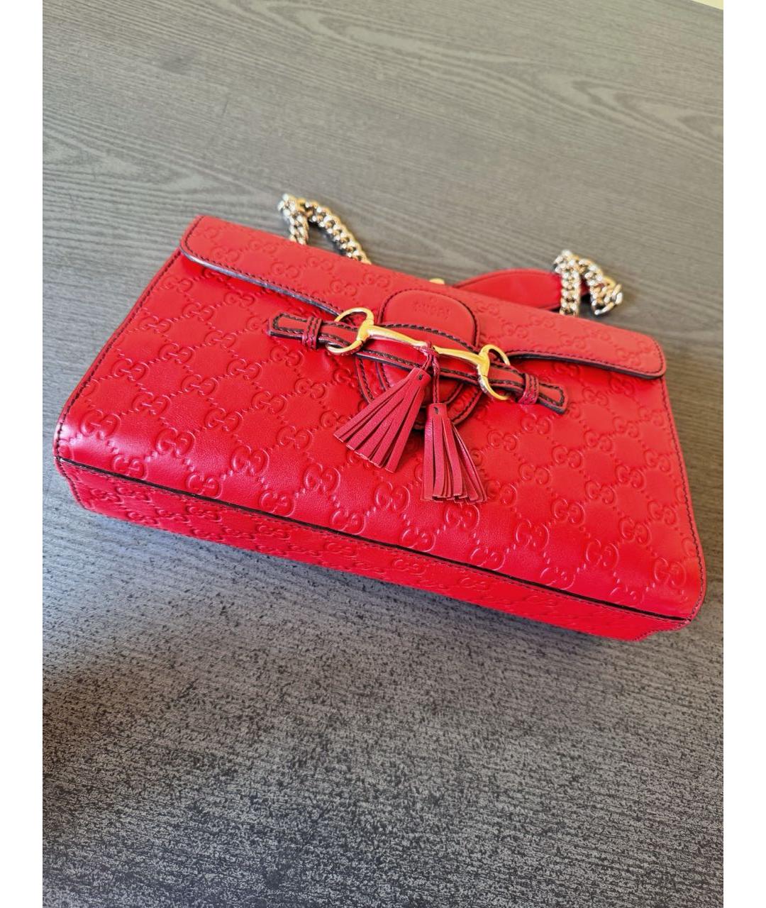 GUCCI Красная кожаная сумка с короткими ручками, фото 7