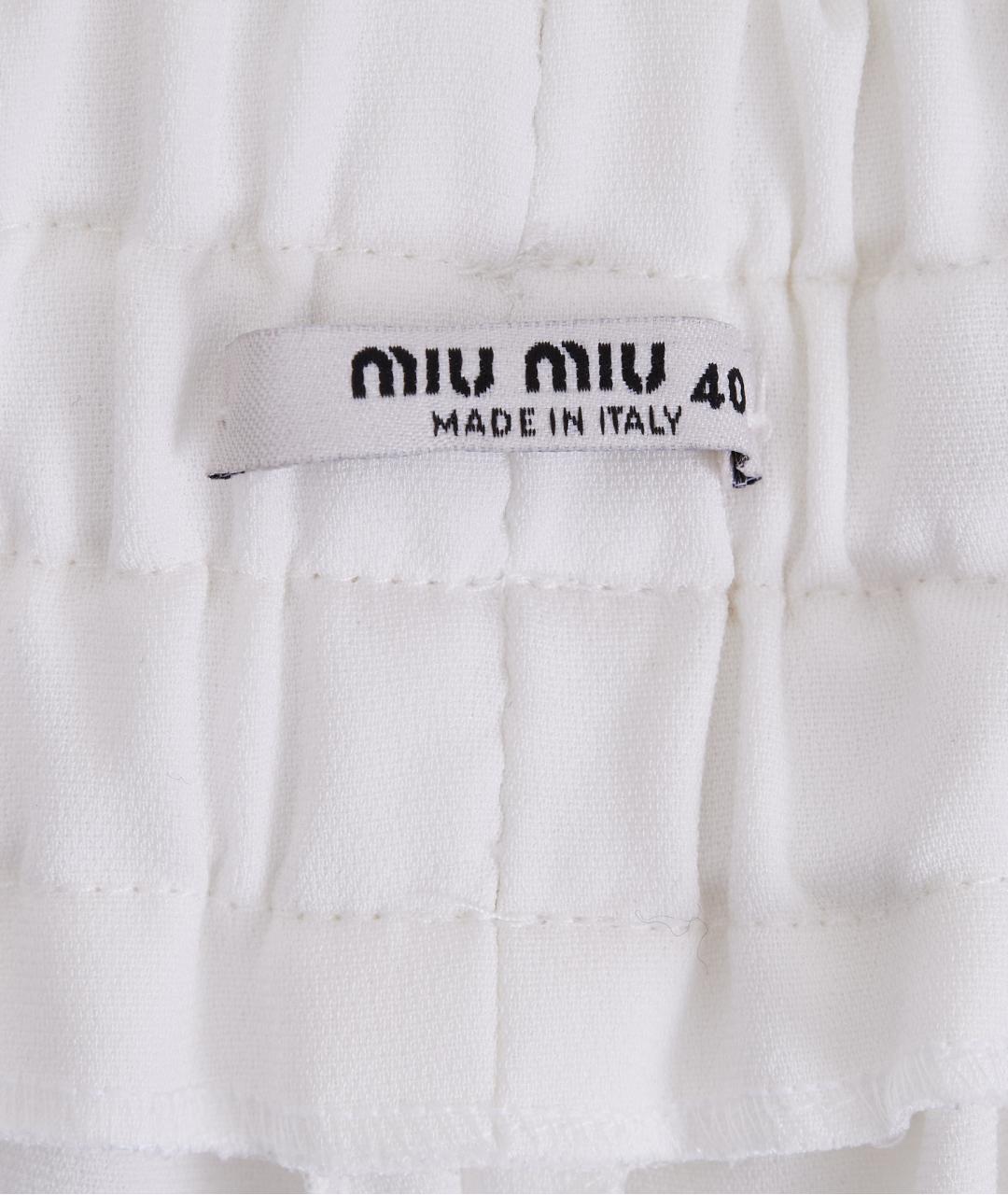 MIU MIU Белые синтетические прямые брюки, фото 4