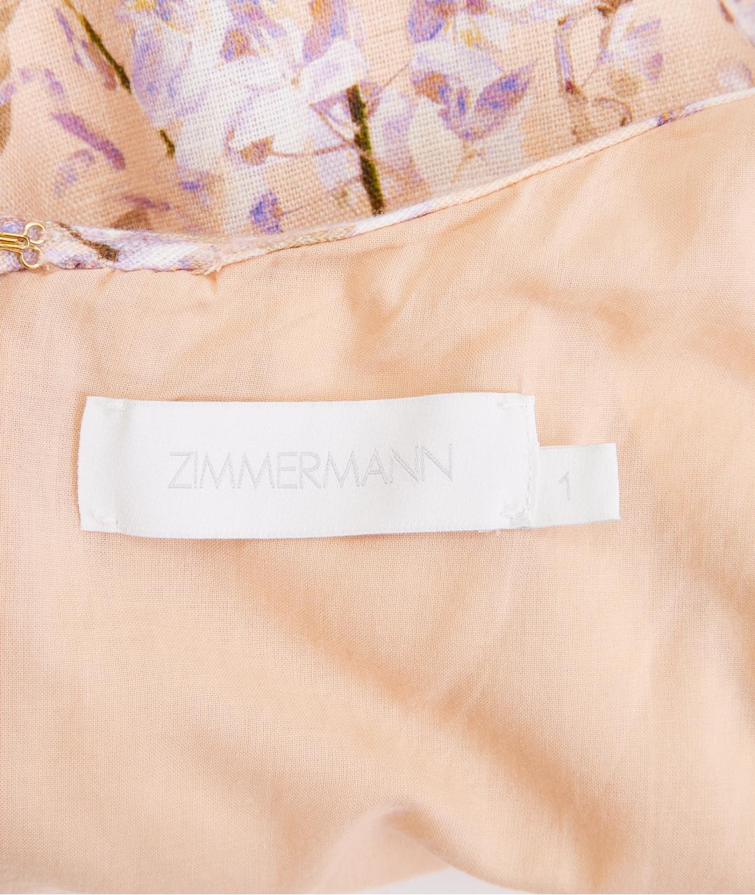 ZIMMERMANN Оранжевое льняное повседневное платье, фото 4