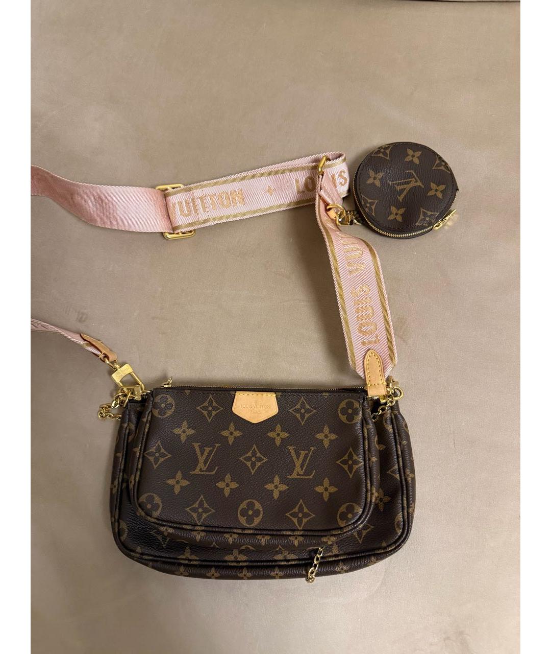 LOUIS VUITTON Коричневая кожаная сумка через плечо, фото 2