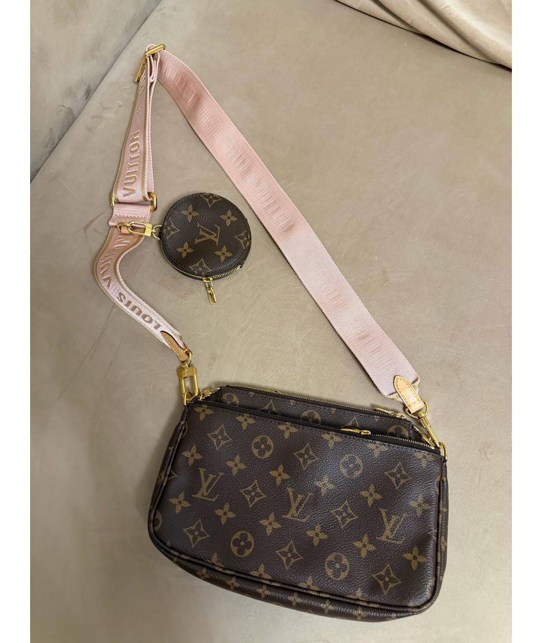 LOUIS VUITTON Коричневая кожаная сумка через плечо, фото 3