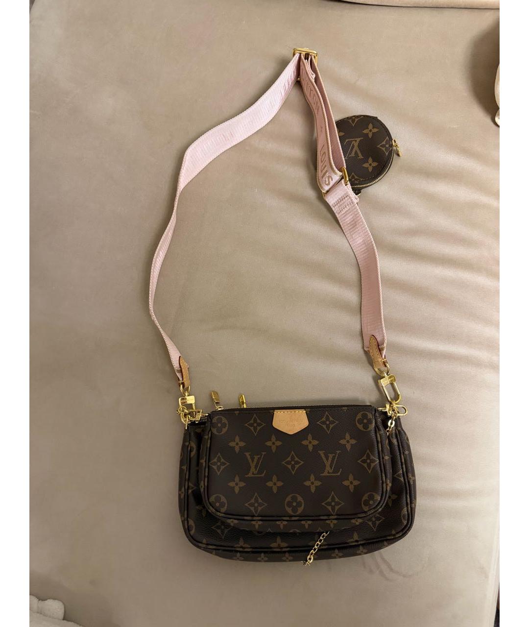 LOUIS VUITTON Коричневая кожаная сумка через плечо, фото 5