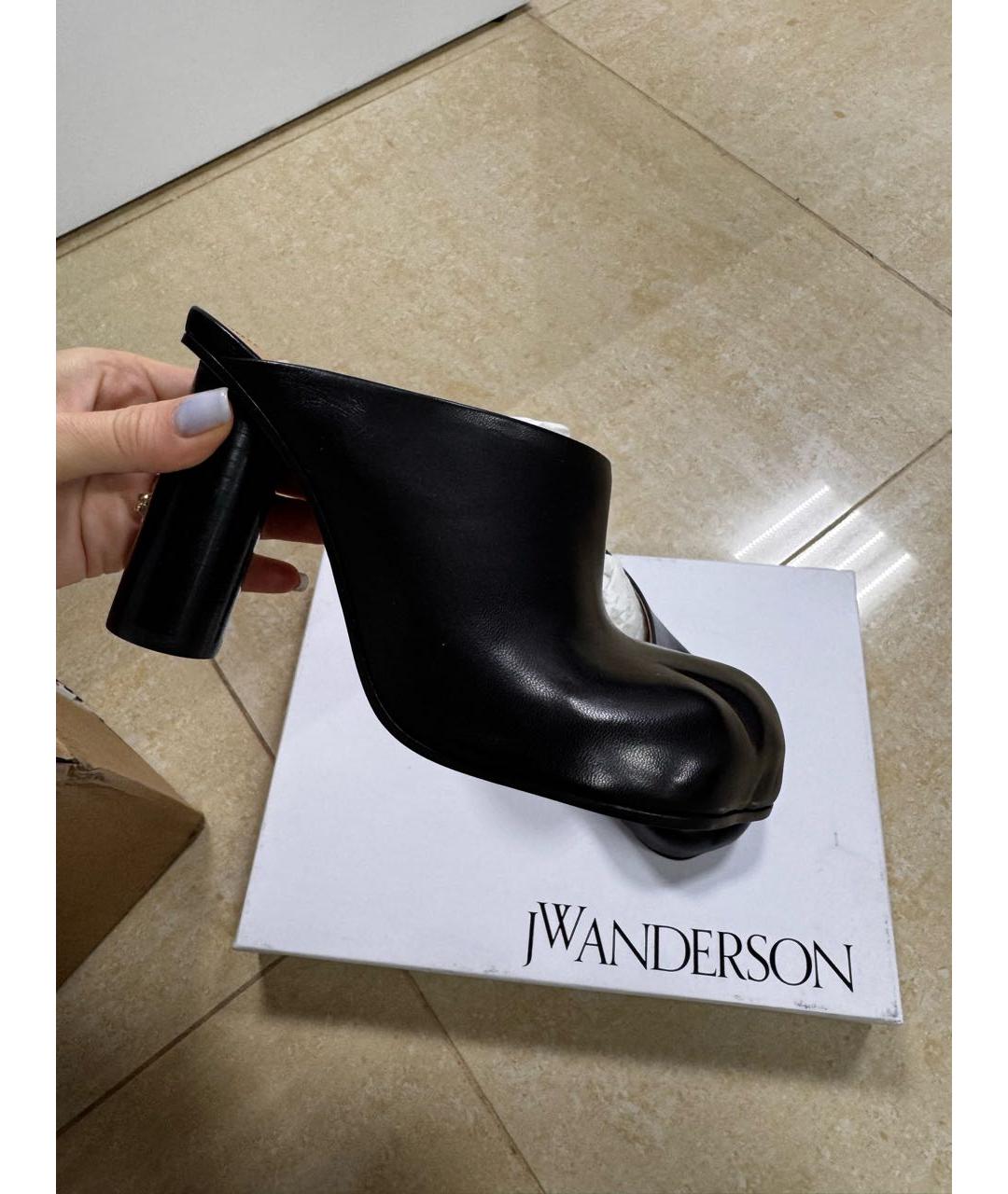 J.W.ANDERSON Черные кожаные мюли, фото 4