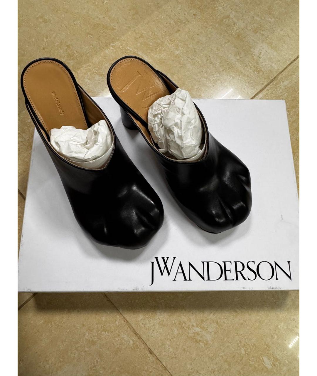 J.W.ANDERSON Черные кожаные мюли, фото 3